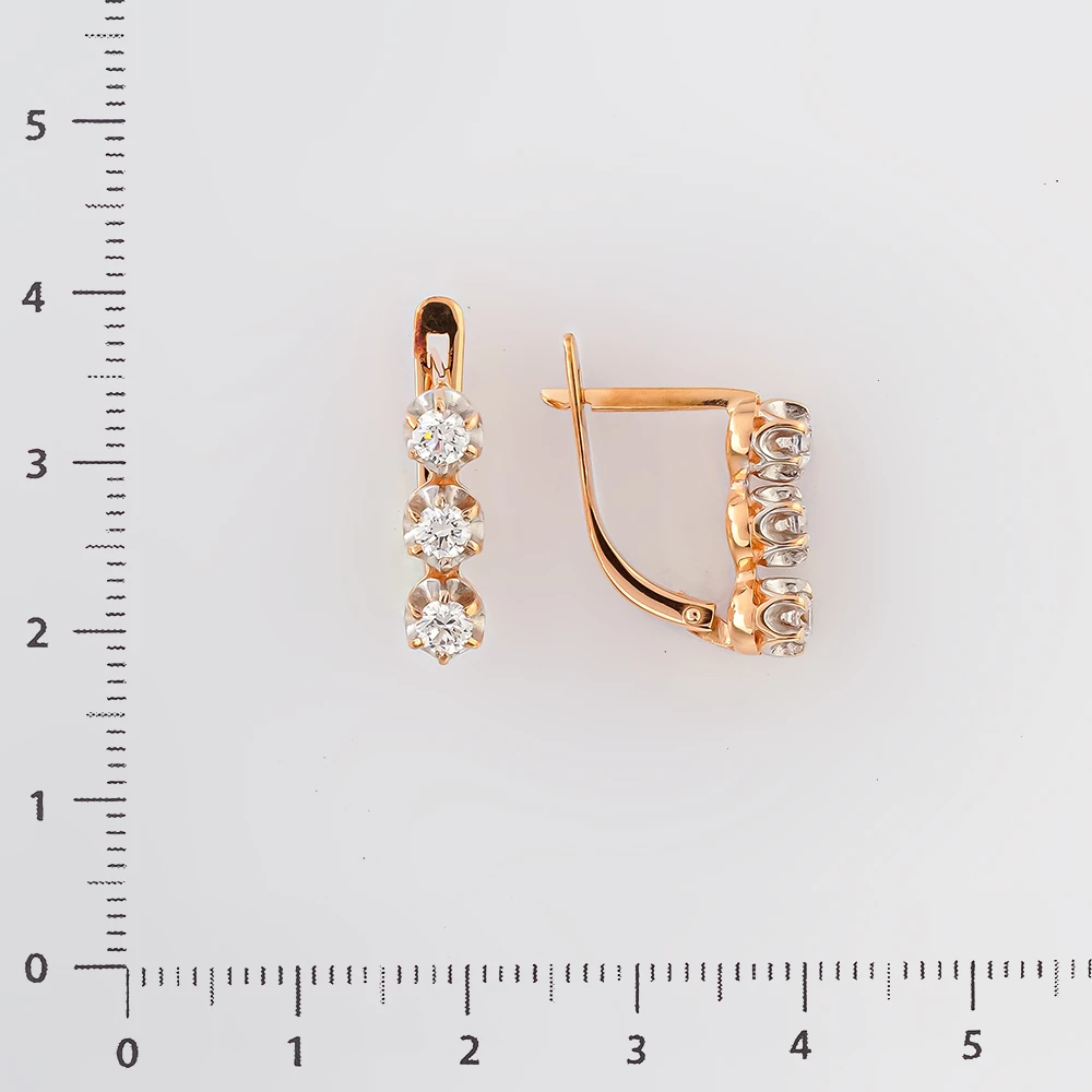 Серьги с фианитом из красного золота 585 пробы