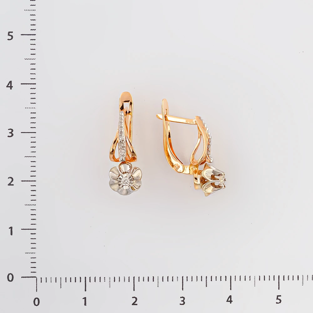 Серьги с бриллиантом из красного золота 585 пробы