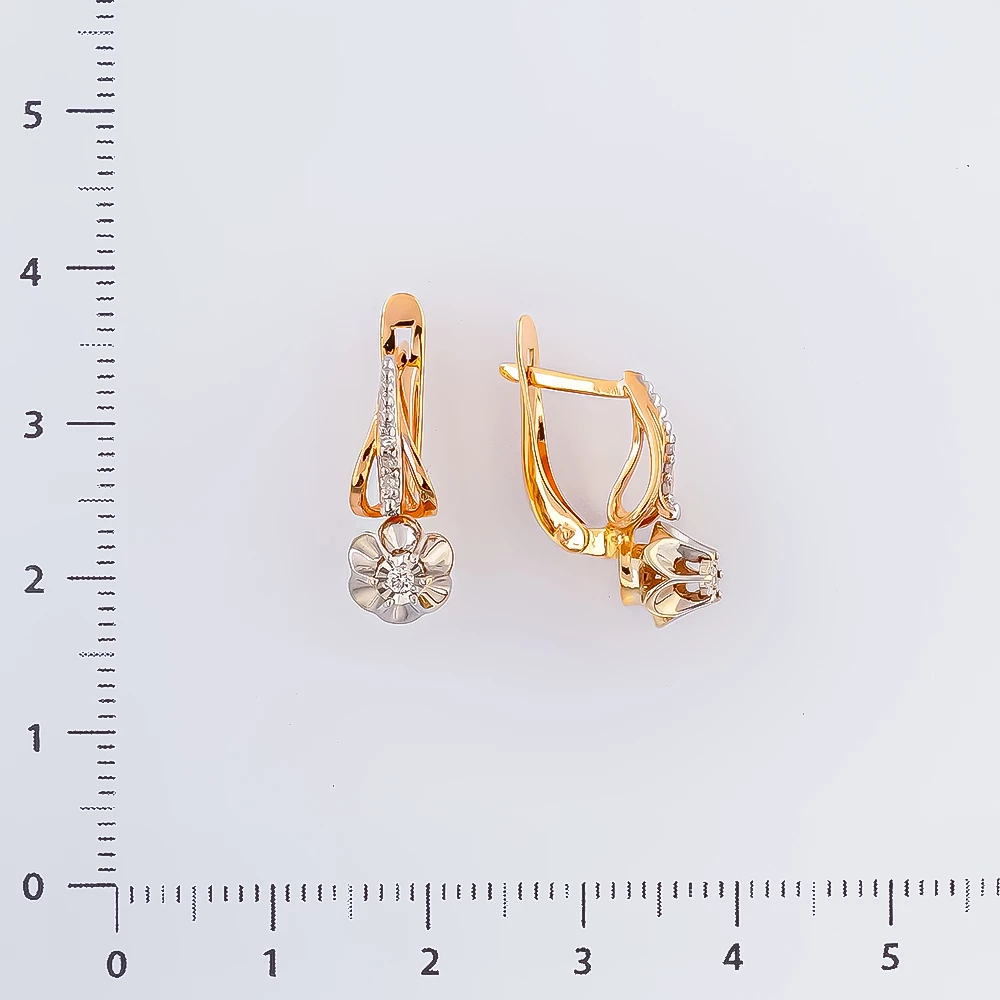 Серьги с бриллиантом из красного золота 585 пробы