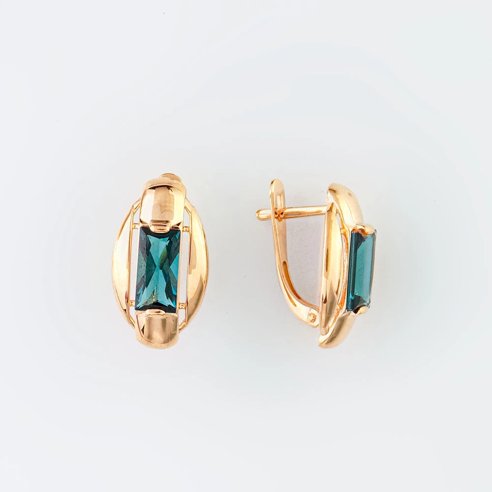 Серьги с топазом лондон из красного золота 585 пробы