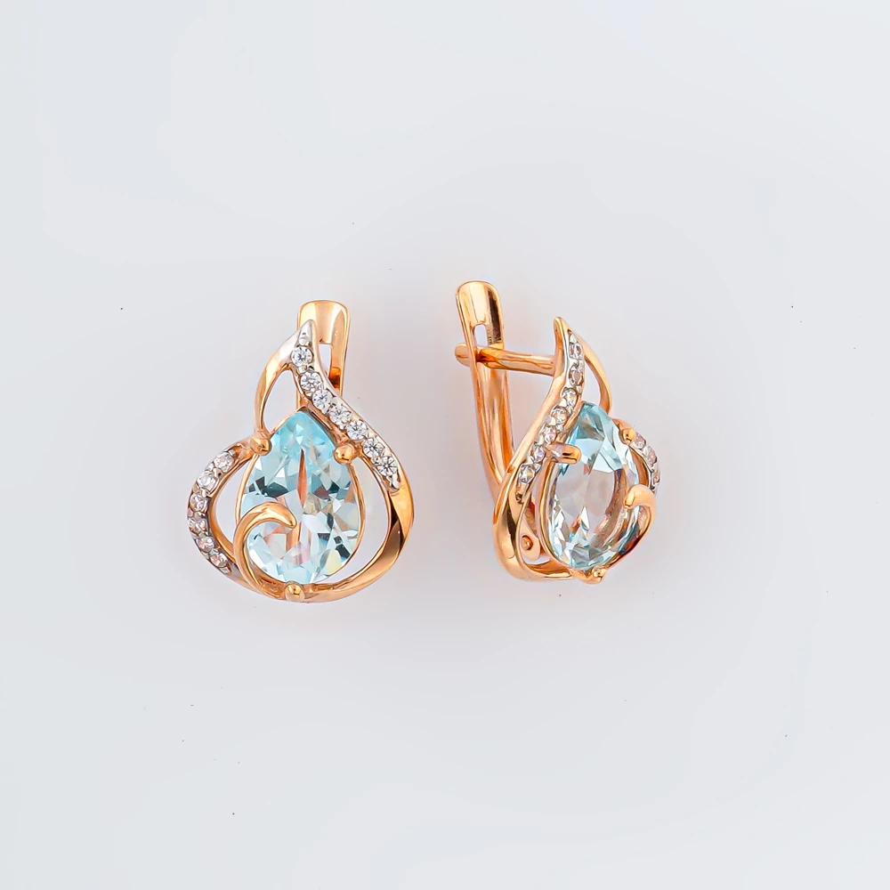 Серьги с топазом из красного золота 375 пробы