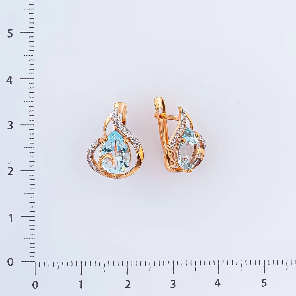 Серьги с топазом из красного золота 375 пробы