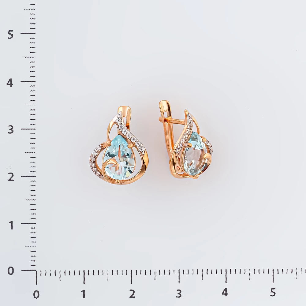 Серьги с топазом из красного золота 375 пробы
