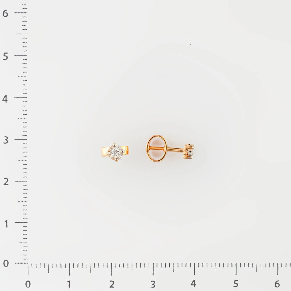 Серьги с бриллиантом из красного золота 585 пробы