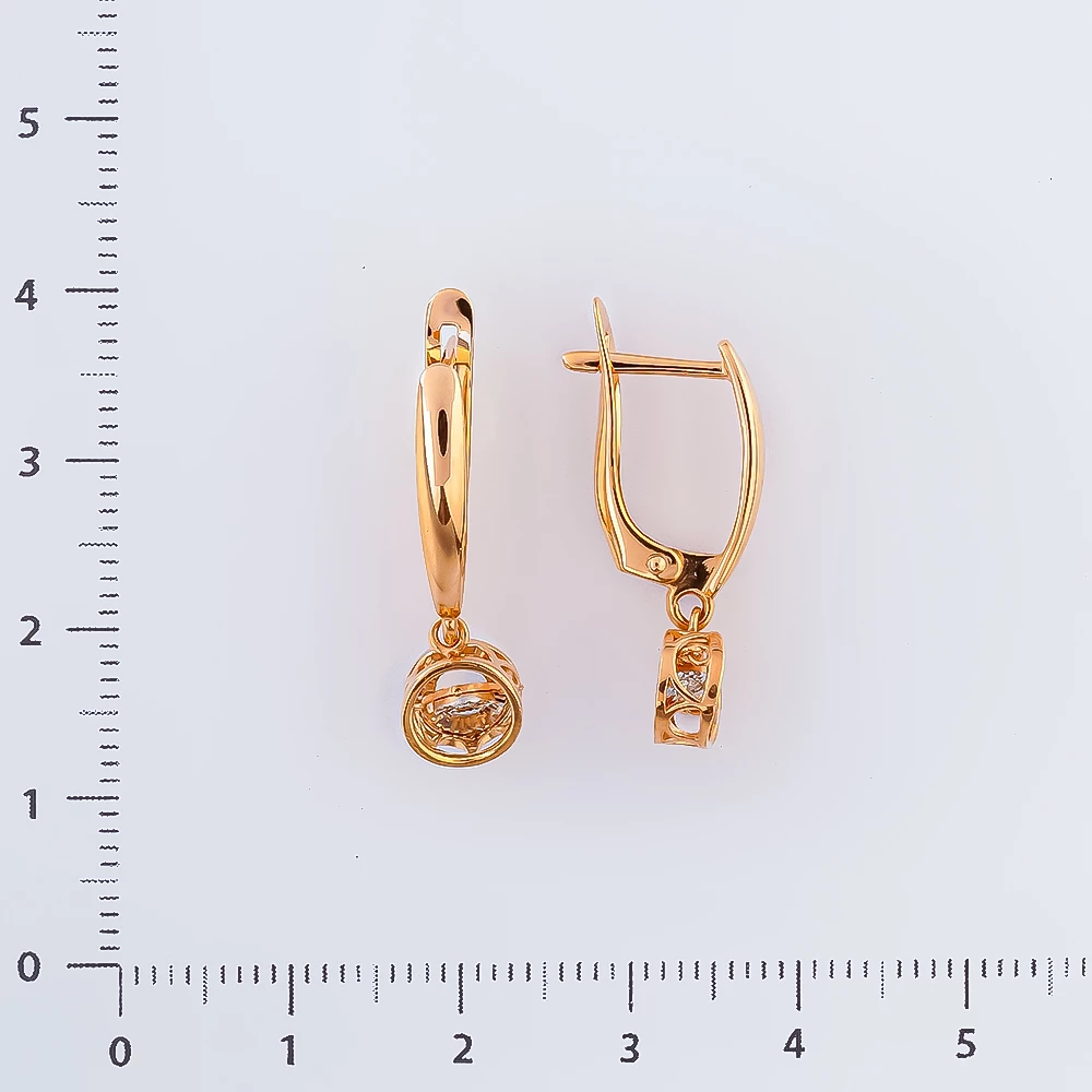 Серьги с бриллиантом из красного золота 585 пробы