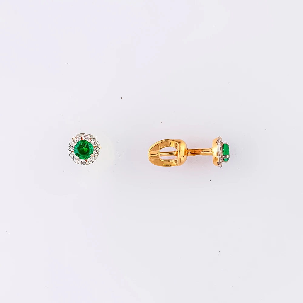 Серьги с ситаллом из красного золота 585 пробы