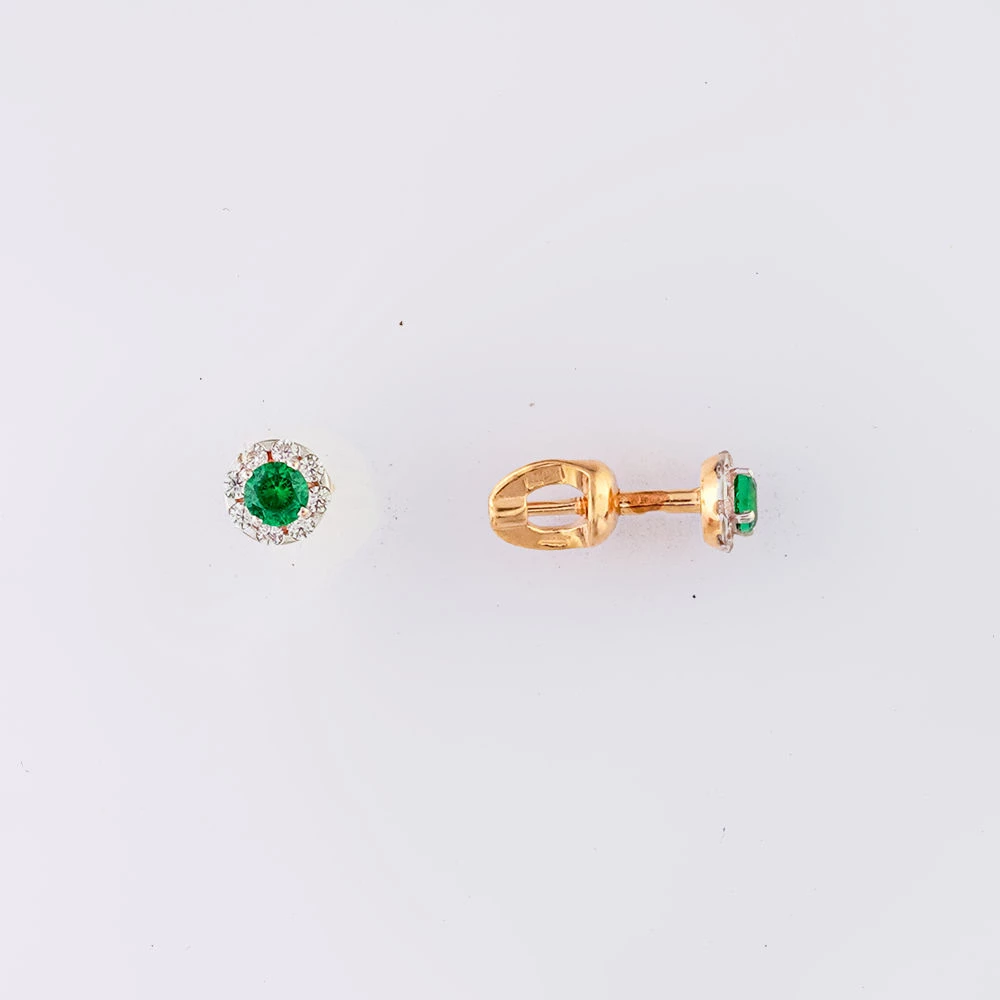 Серьги с ситаллом из красного золота 585 пробы