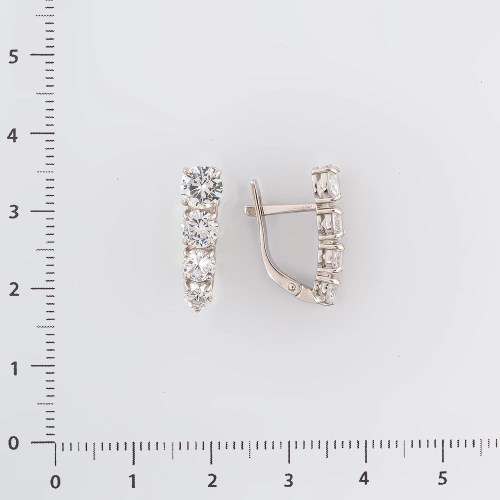 Серьги с фианитом из белого золота 585 пробы