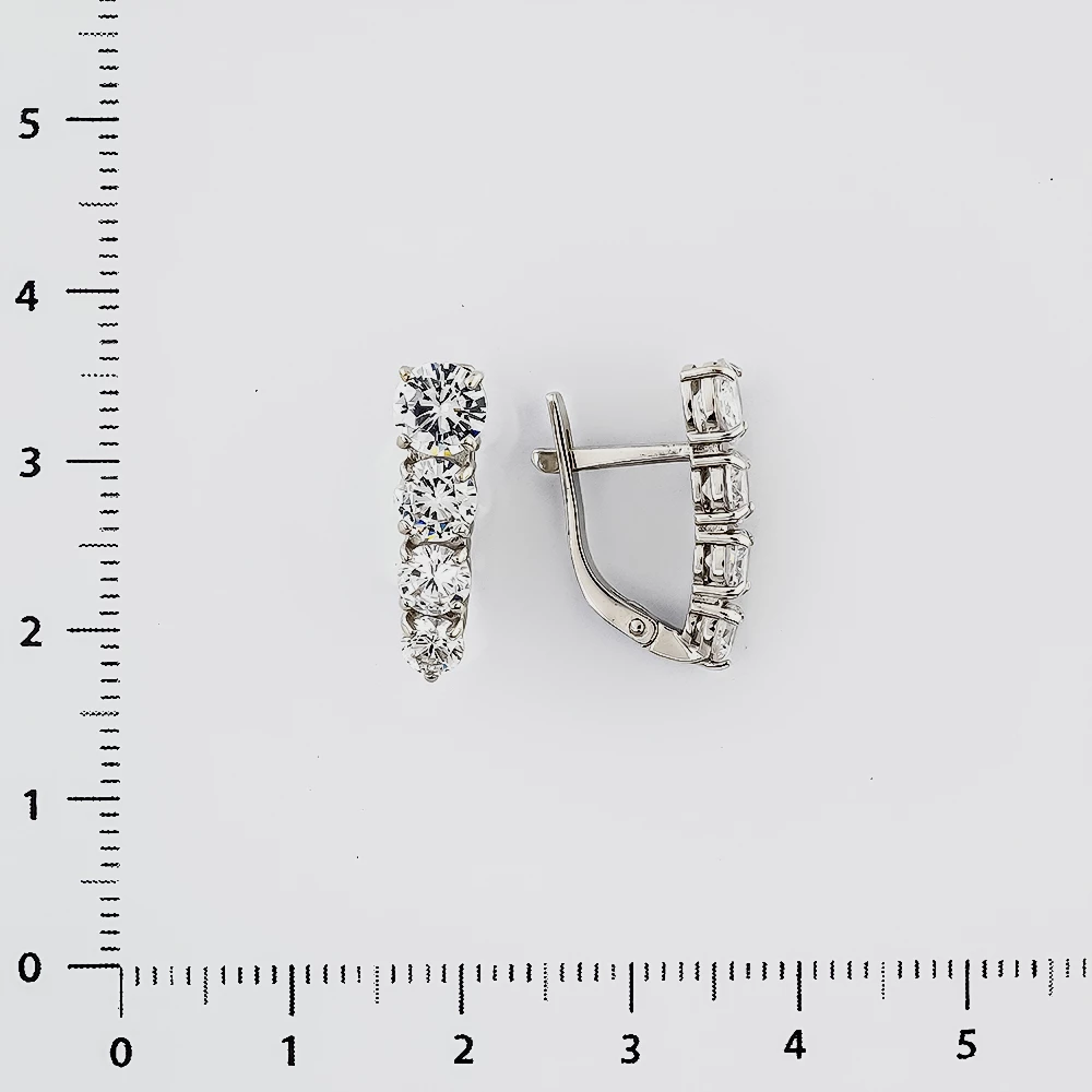 Серьги с фианитом из белого золота 585 пробы