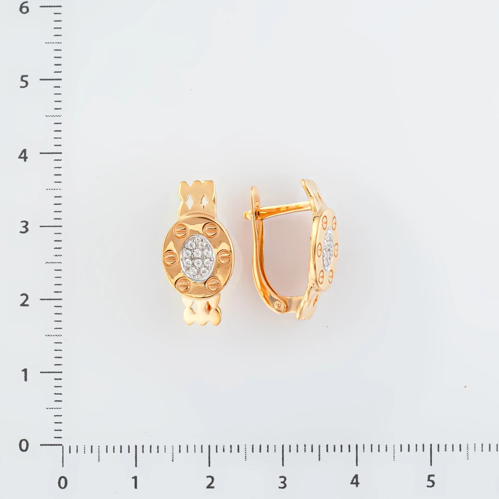 Серьги с фианитом из красного золота 585 пробы