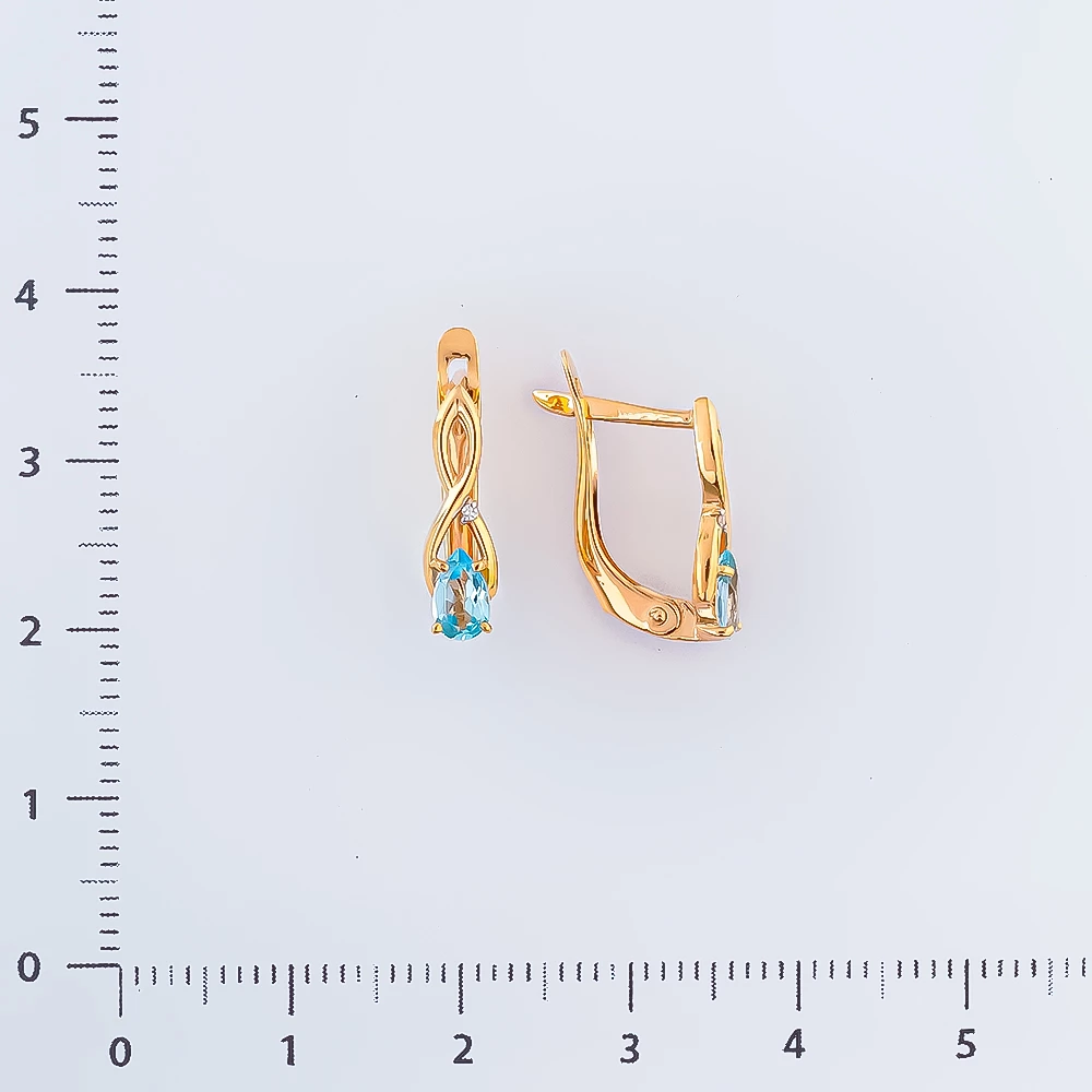 Серьги с топазом из красного золота 585 пробы