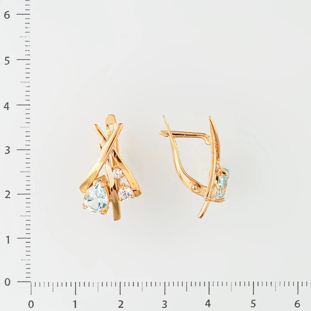 Серьги с топазом из красного золота 585 пробы