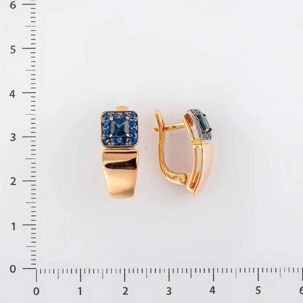 Серьги с сапфиром из красного золота 585 пробы