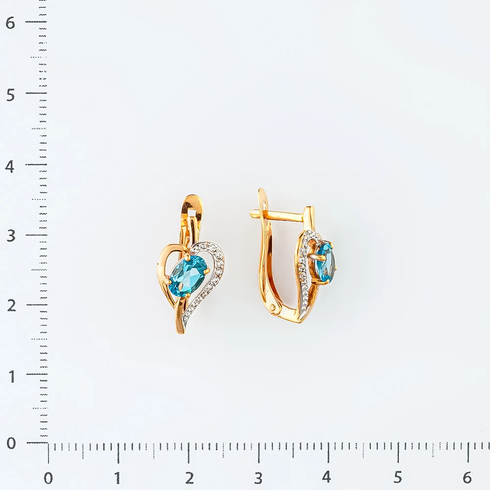 Серьги с топазом из красного золота 375 пробы