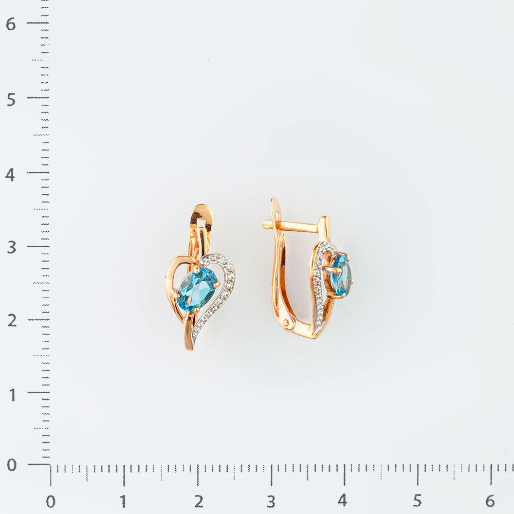 Серьги с топазом из красного золота 375 пробы