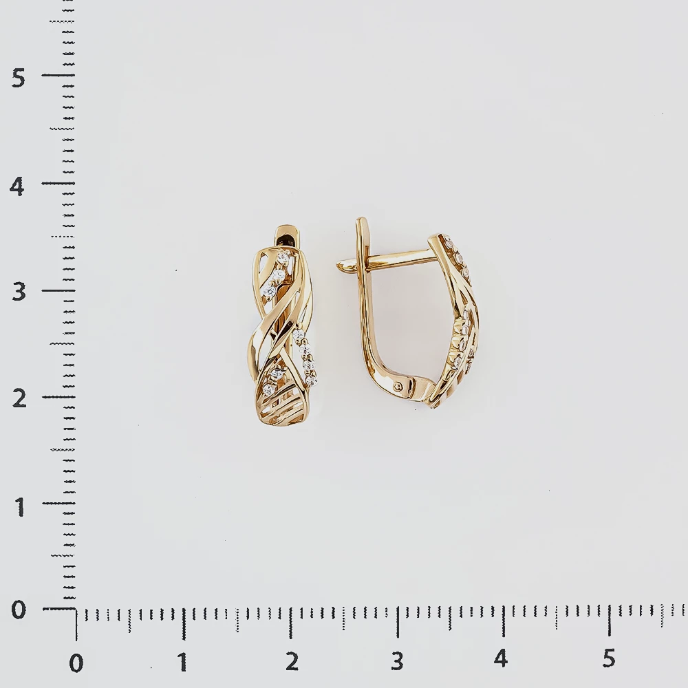 Серьги с фианитом из красного золота 585 пробы