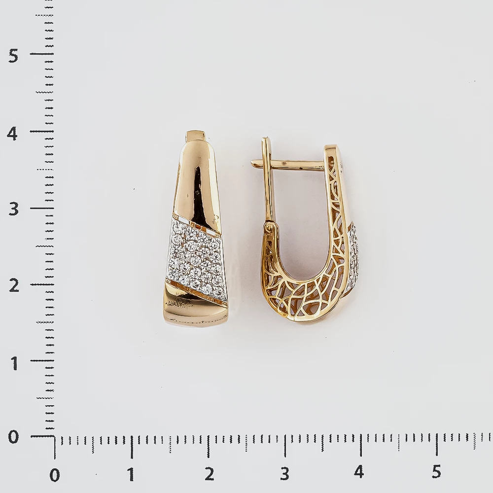 Серьги с фианитом из красного золота 585 пробы