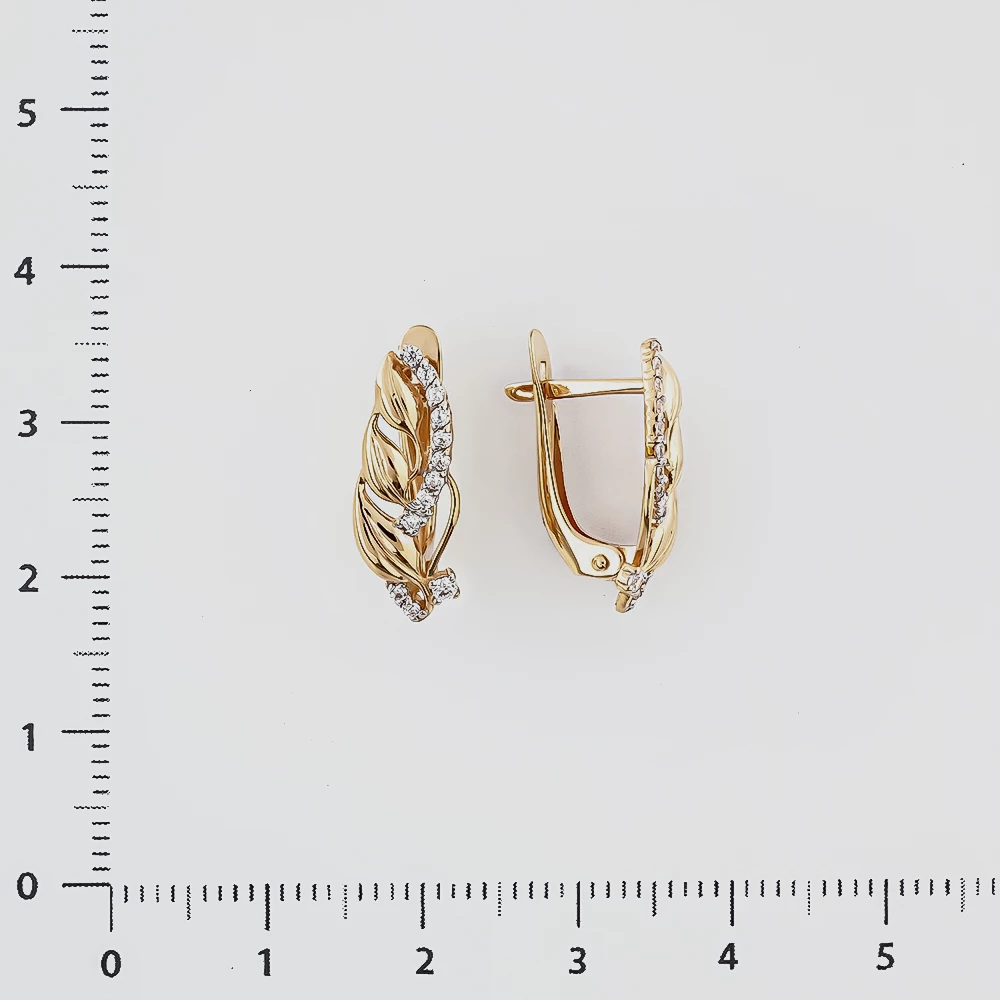 Серьги с фианитом из красного золота 585 пробы