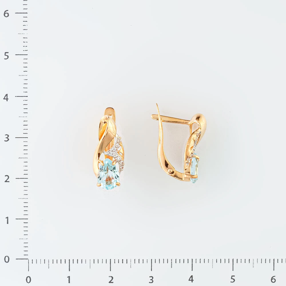 Серьги с топазом из красного золота 585 пробы