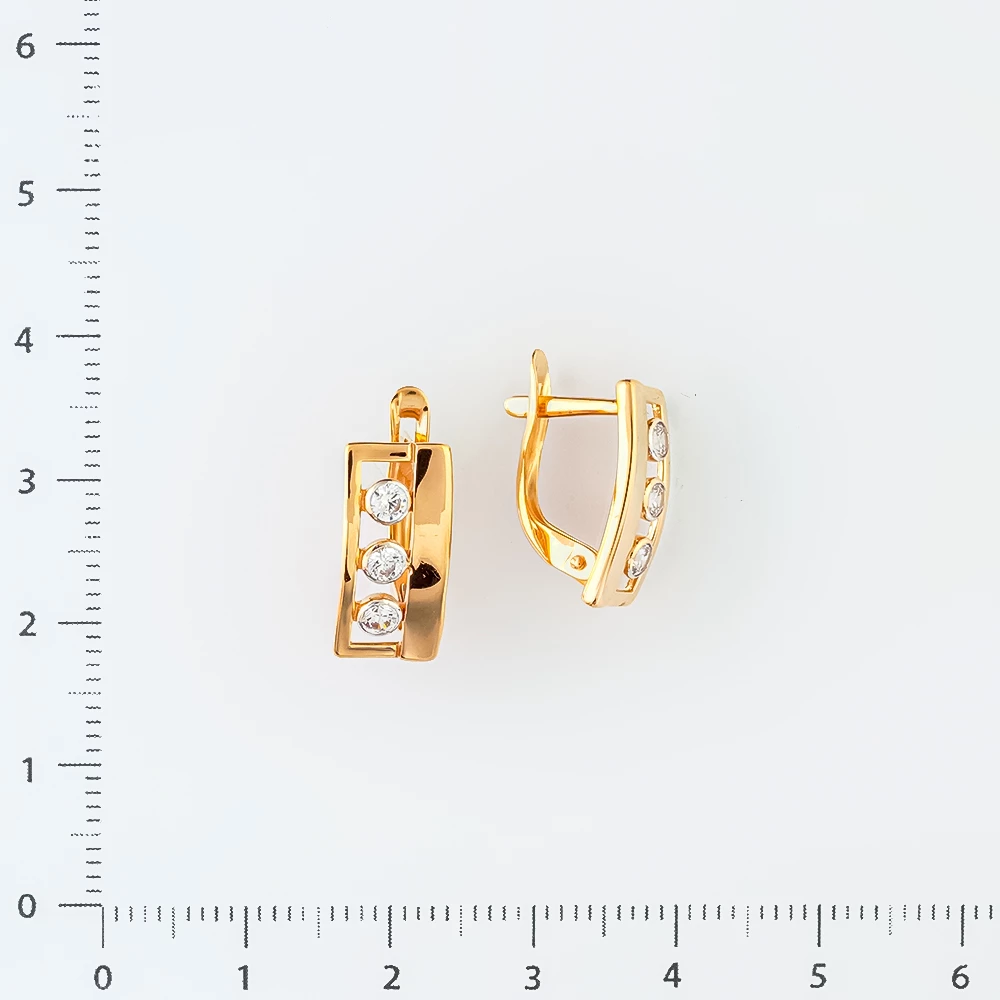 Серьги с фианитом из красного золота 585 пробы