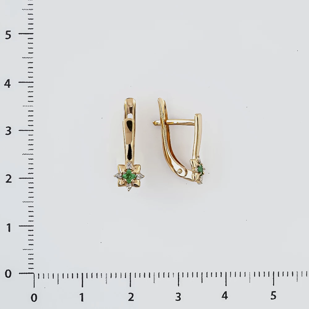 Серьги с изумрудом из красного золота 585 пробы