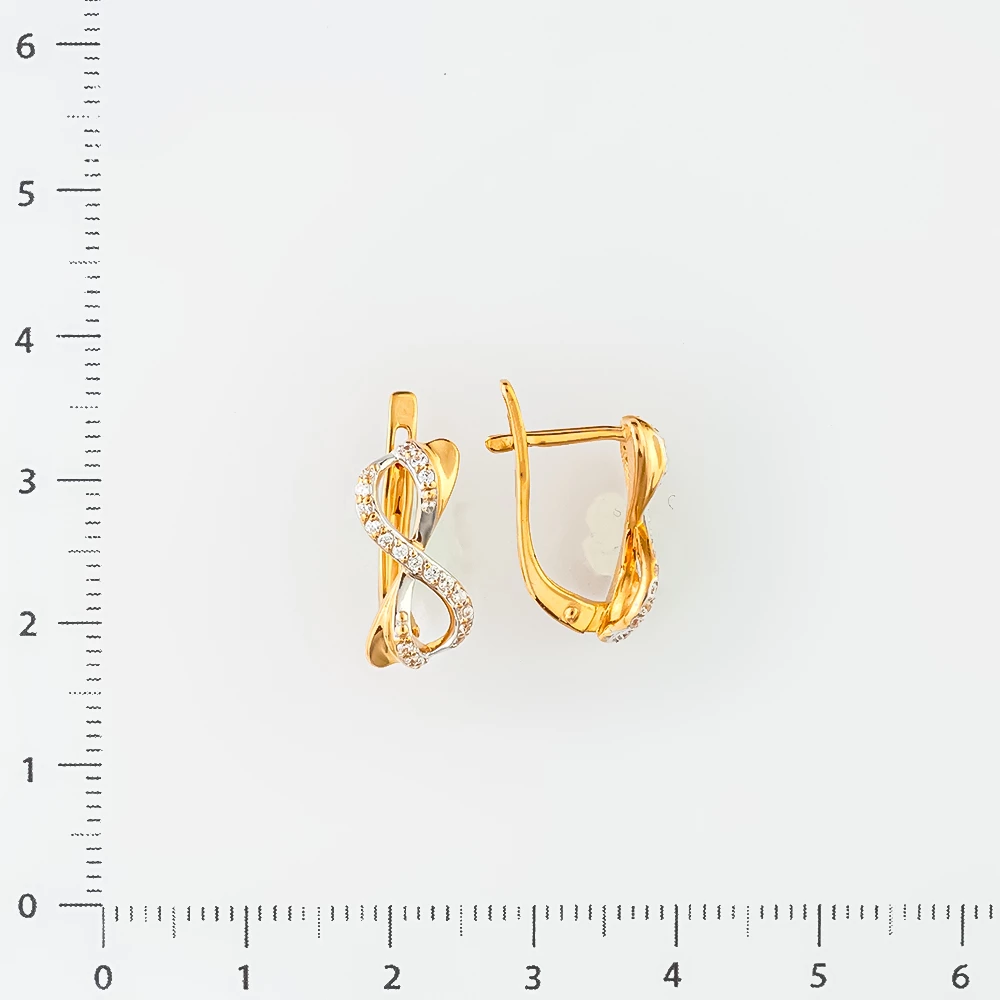 Серьги с фианитом из красного золота 585 пробы