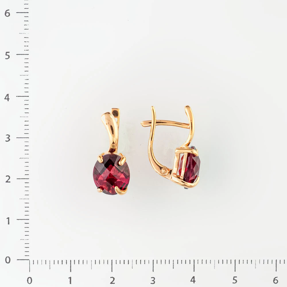 Серьги с гранатом из красного золота 585 пробы