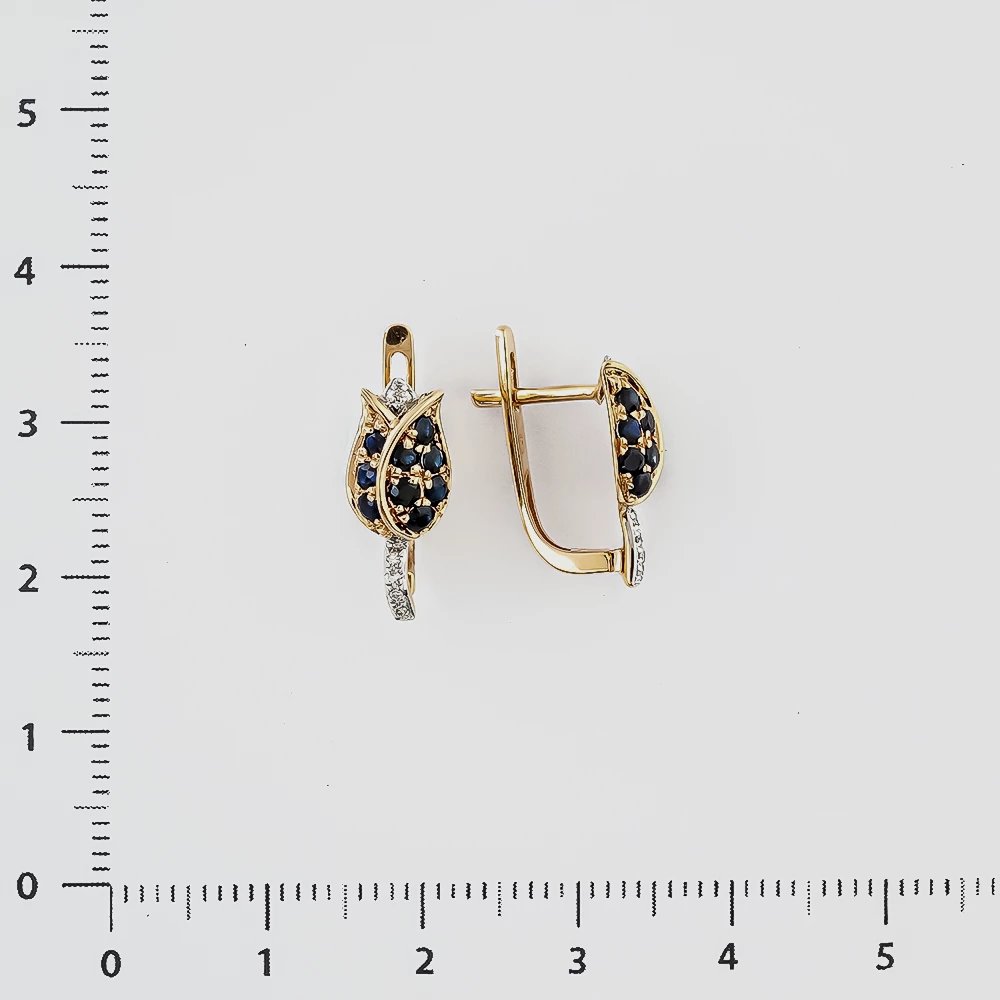 Серьги с сапфиром из красного золота 585 пробы