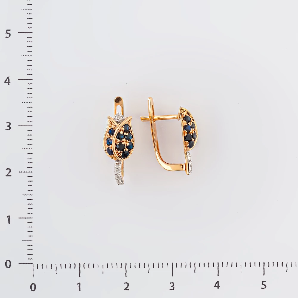 Серьги с сапфиром из красного золота 585 пробы