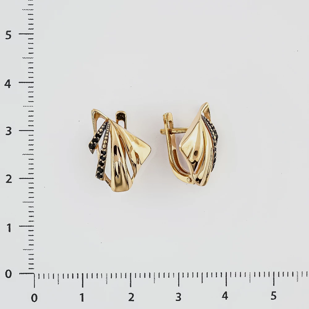 Серьги с фианитом из красного золота 585 пробы