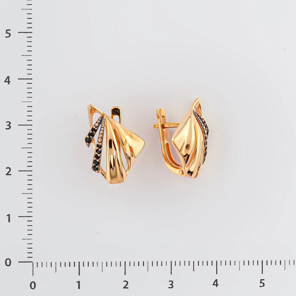 Серьги с фианитом из красного золота 585 пробы