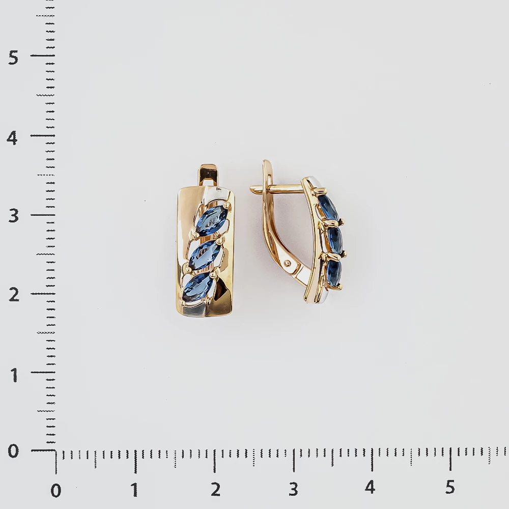 Серьги с ситаллом из красного золота 585 пробы