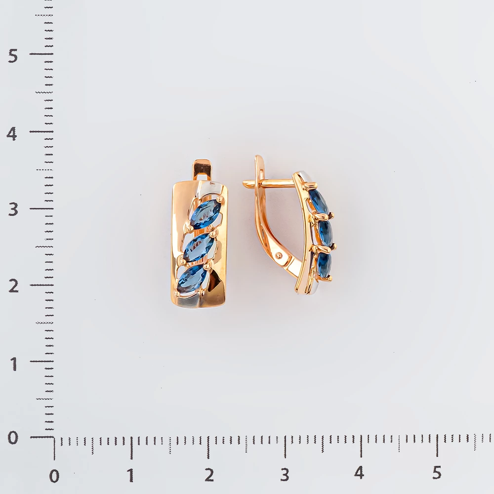 Серьги с ситаллом из красного золота 585 пробы