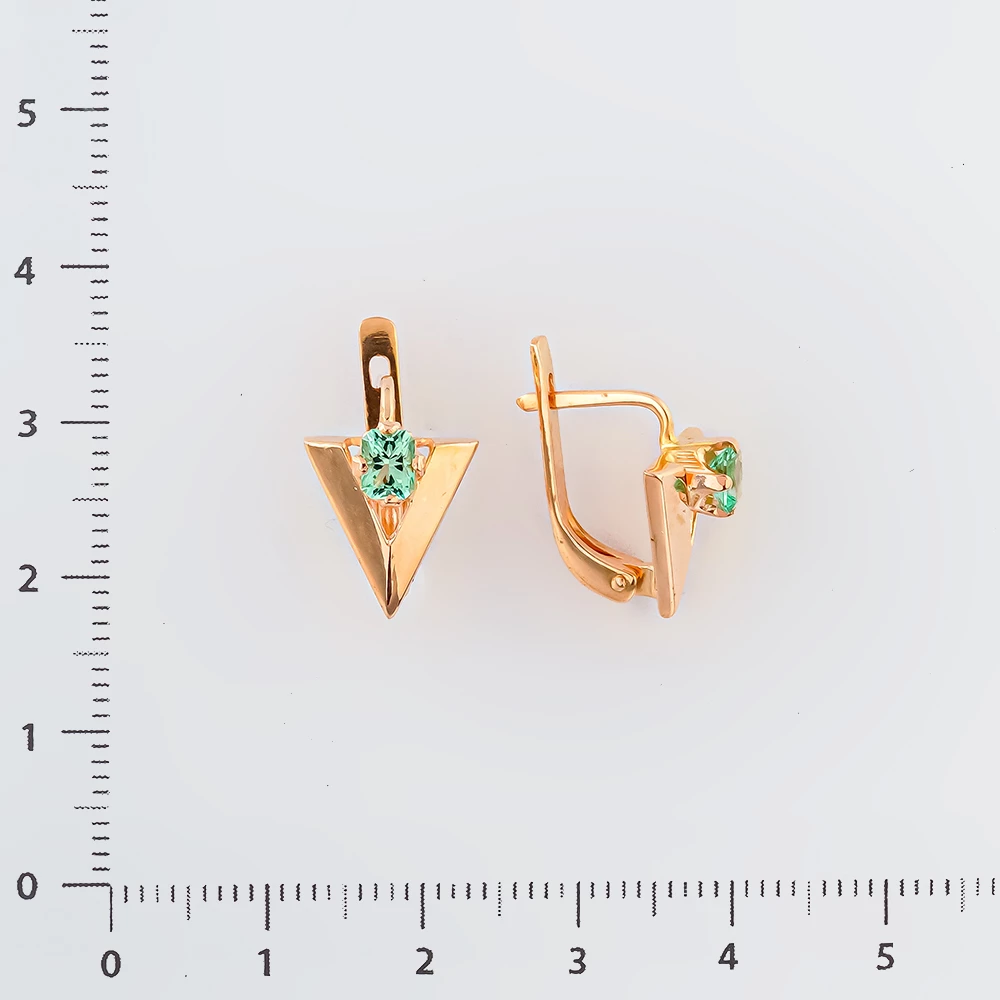 Серьги с ситаллом из красного золота 585 пробы
