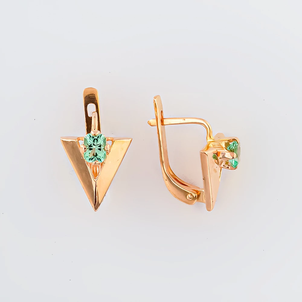Серьги с ситаллом из красного золота 585 пробы
