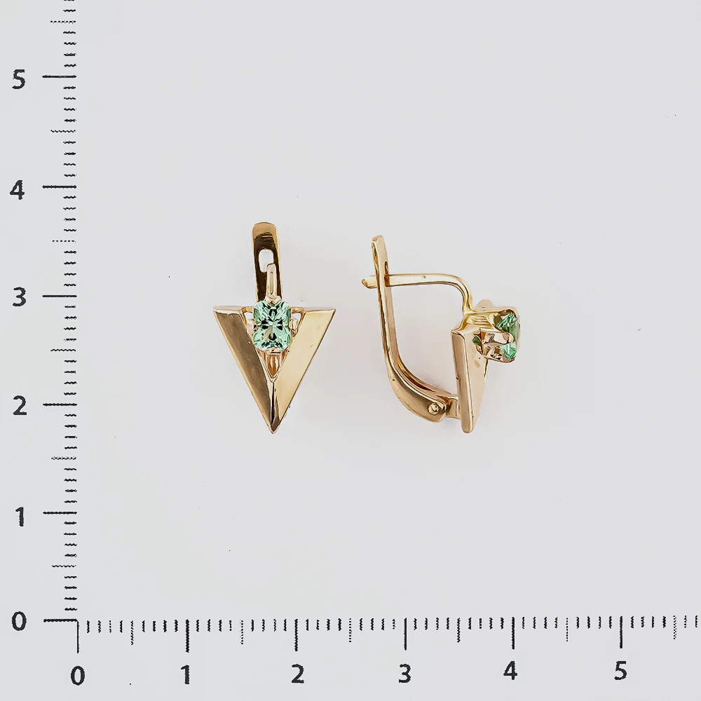 Серьги с ситаллом из красного золота 585 пробы