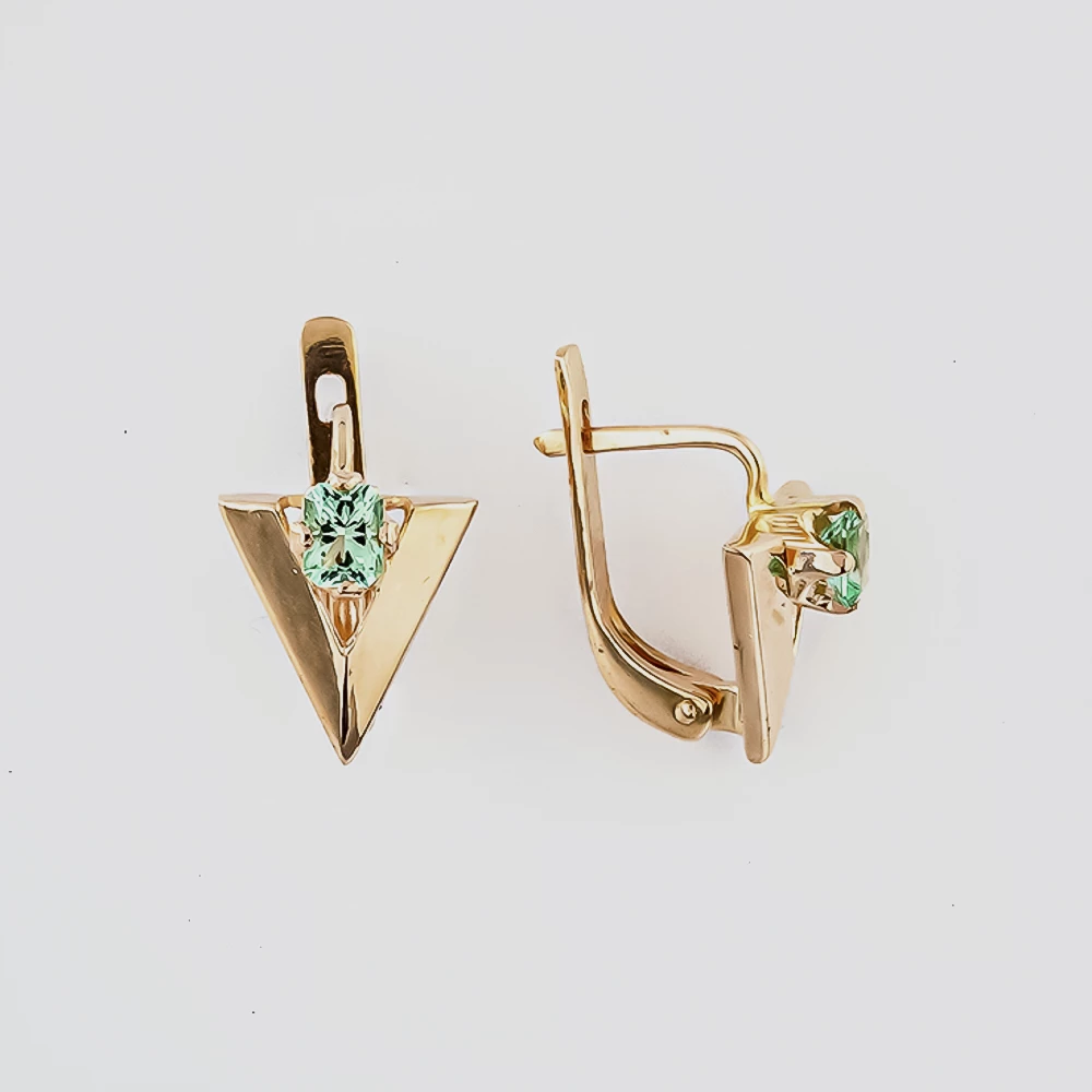 Серьги с ситаллом из красного золота 585 пробы