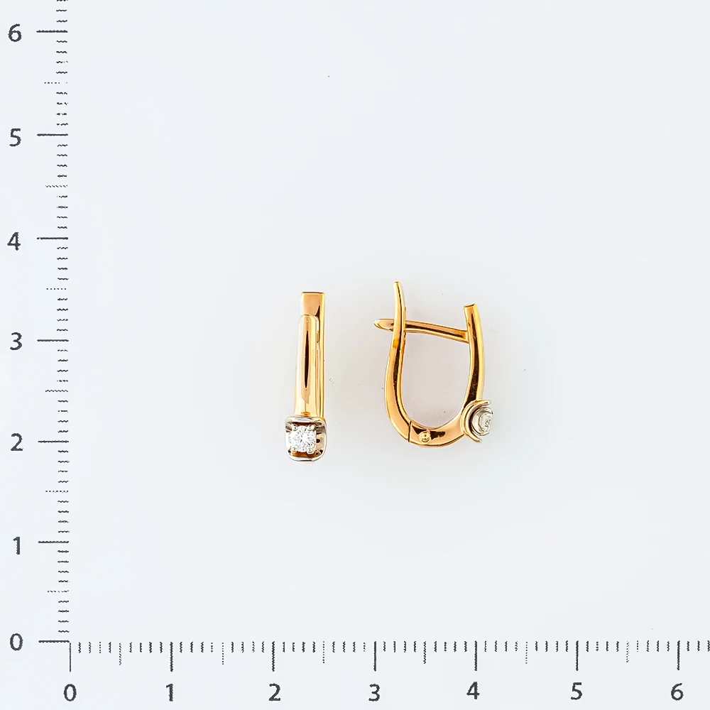 Серьги с бриллиантом из красного золота 585 пробы