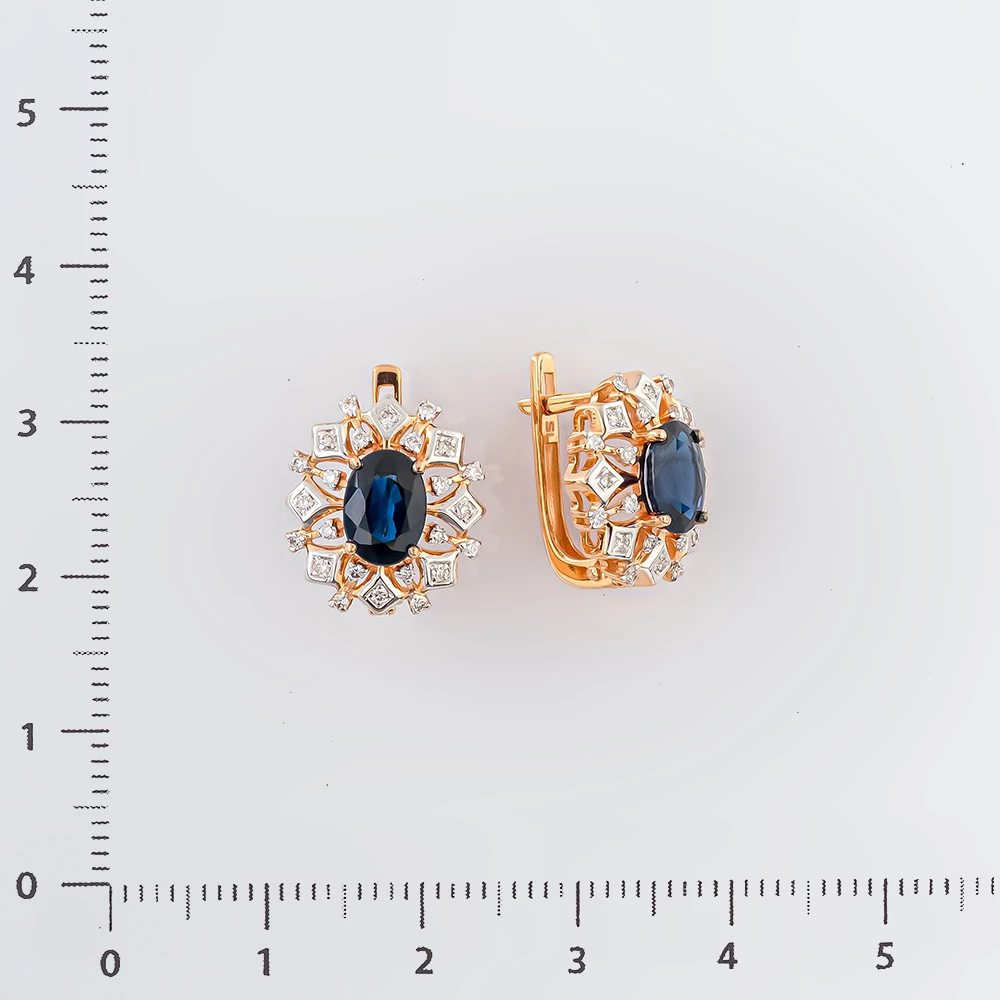 Серьги с сапфиром из красного золота 585 пробы