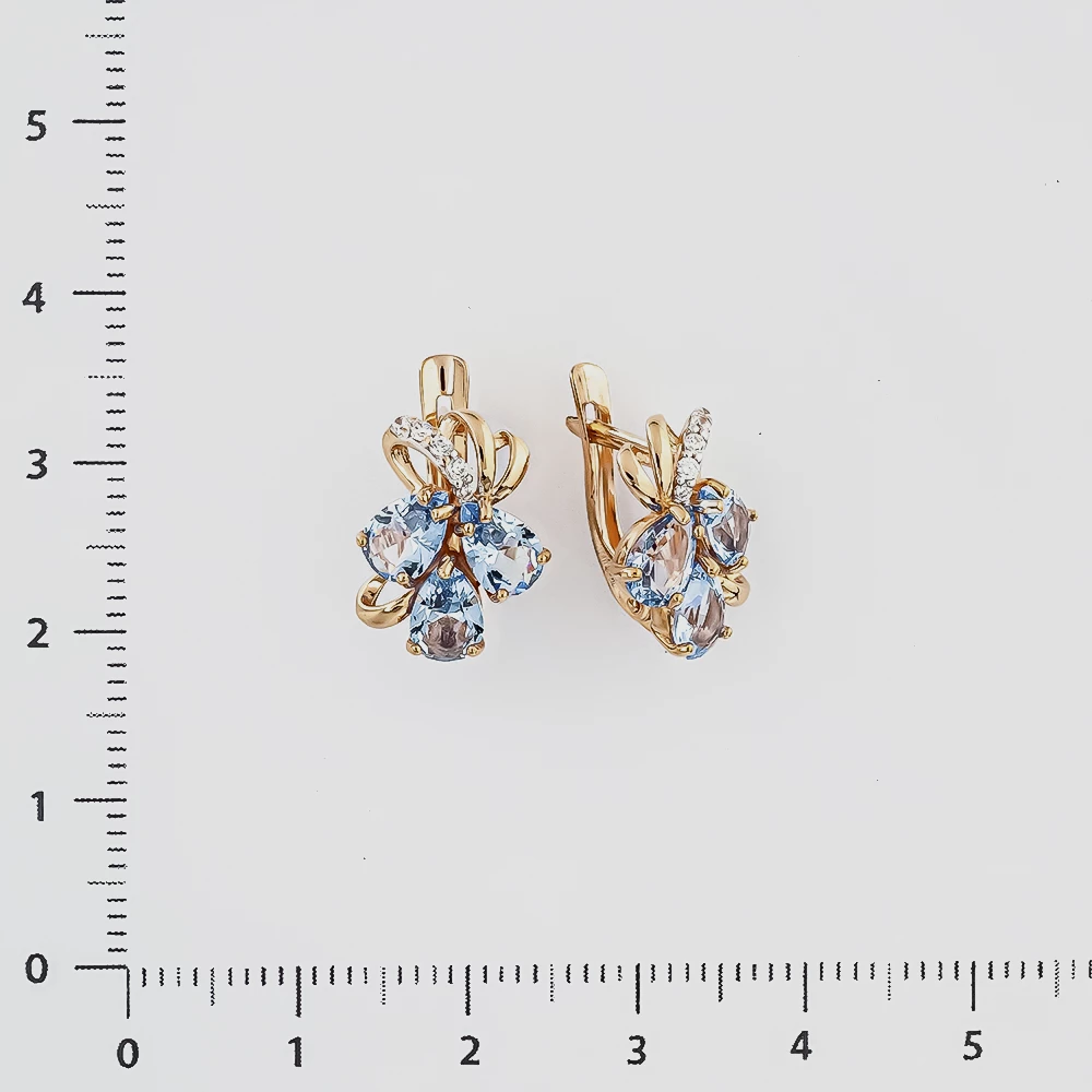 Серьги с топазом из красного золота 375 пробы