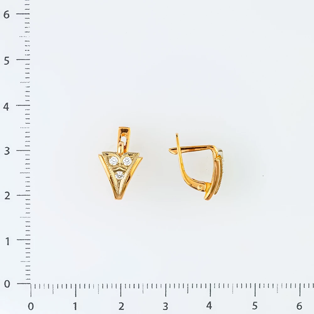 Серьги с фианитом из красного золота 585 пробы