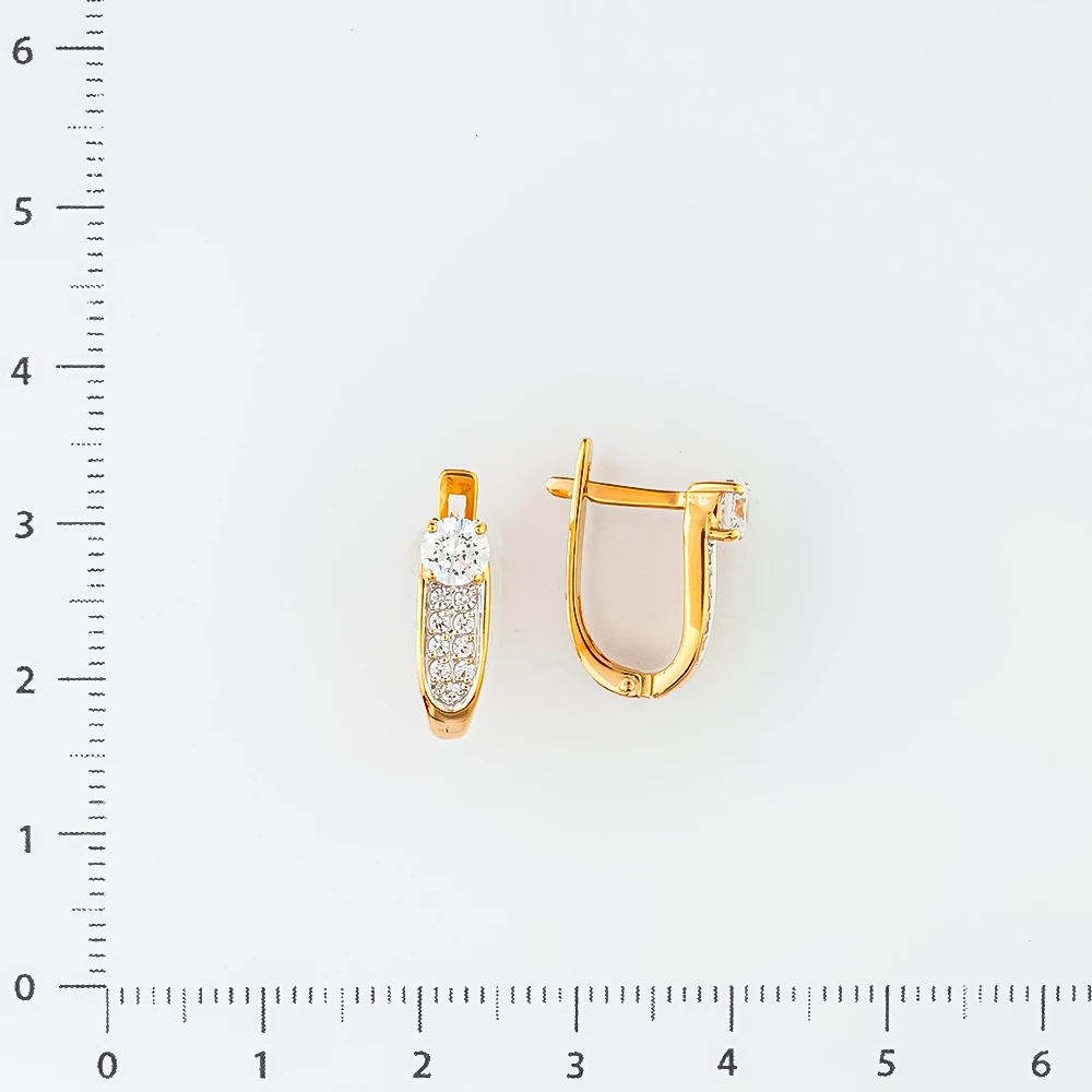 Серьги с фианитом из красного золота 585 пробы