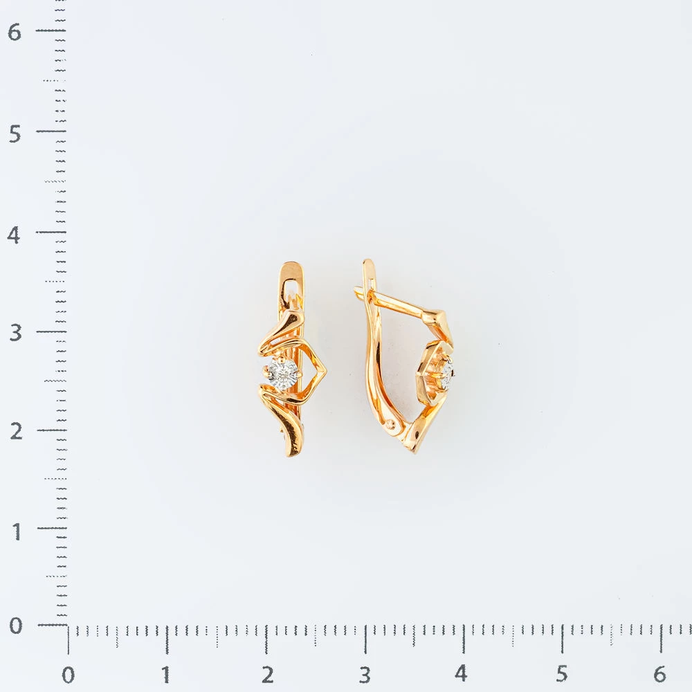 Серьги с бриллиантом из красного золота 585 пробы