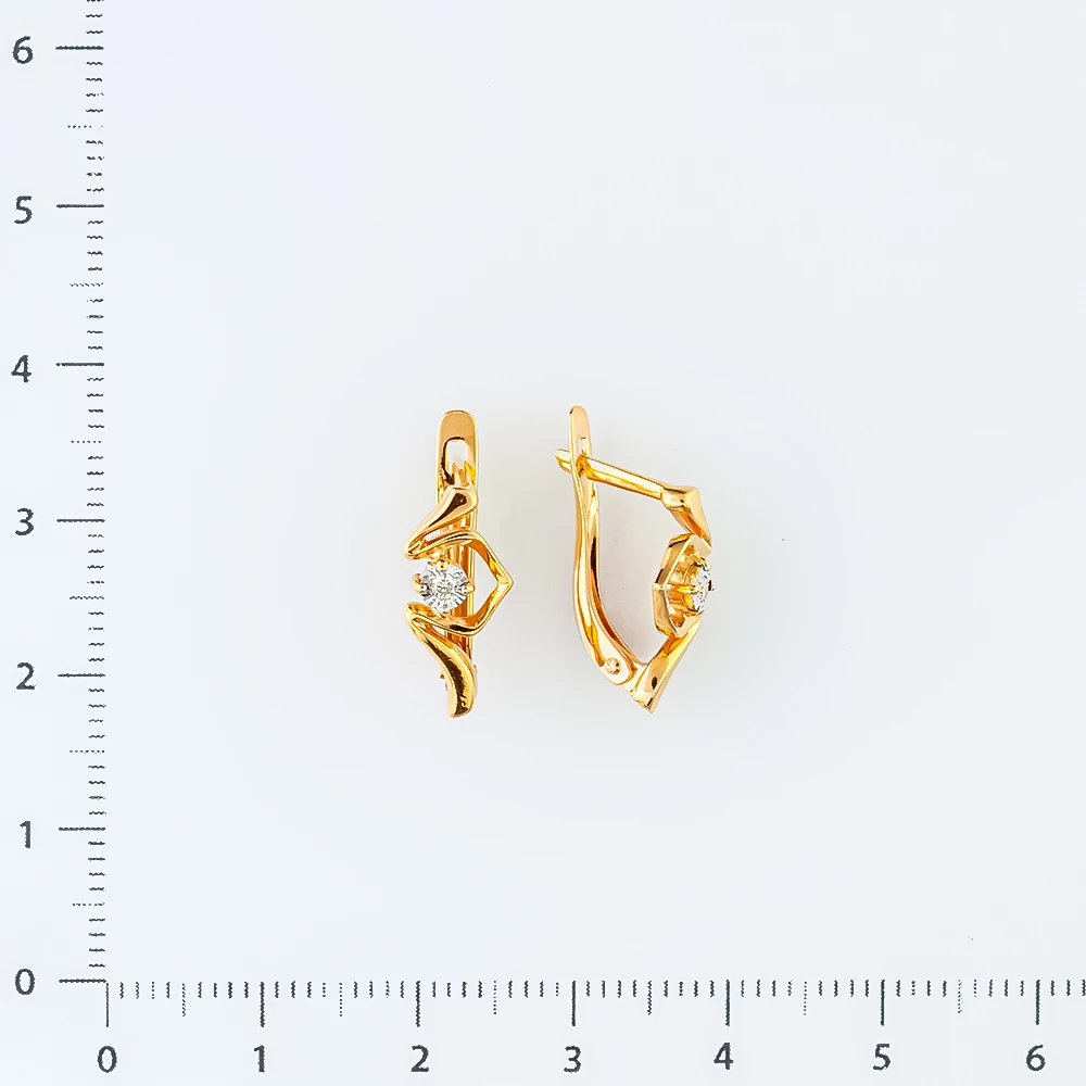 Серьги с бриллиантом из красного золота 585 пробы
