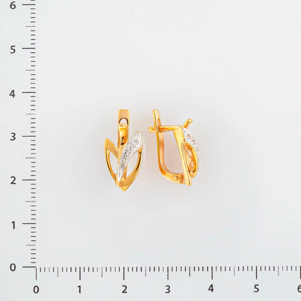 Серьги с фианитом из красного золота 585 пробы