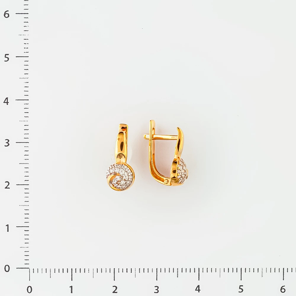 Серьги с фианитом из красного золота 585 пробы