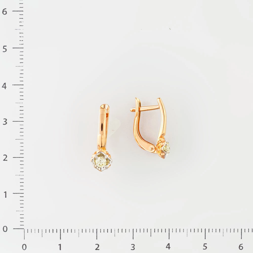 Серьги с бриллиантом из красного золота 585 пробы