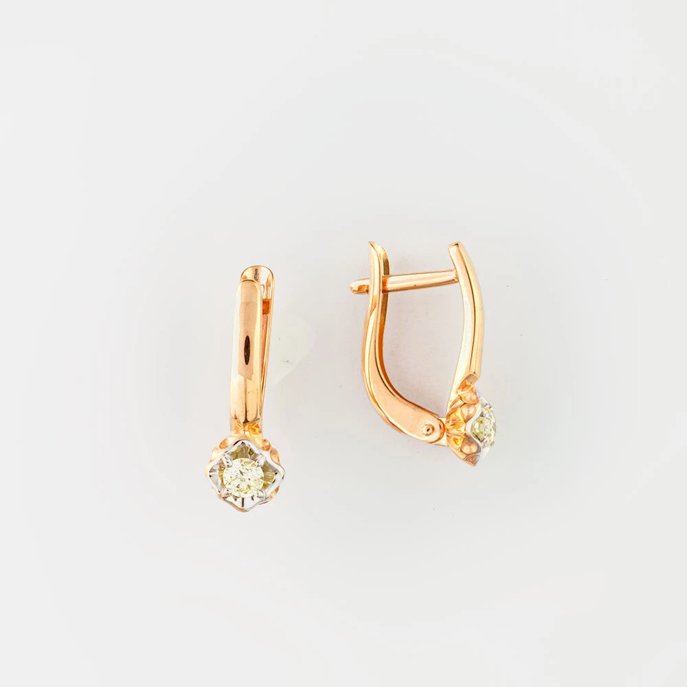 Серьги с бриллиантом из красного золота 585 пробы