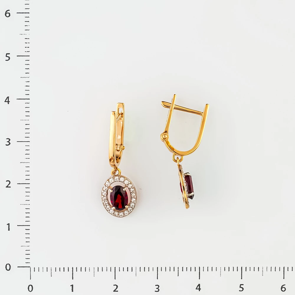 Серьги с гранатом из красного золота 585 пробы