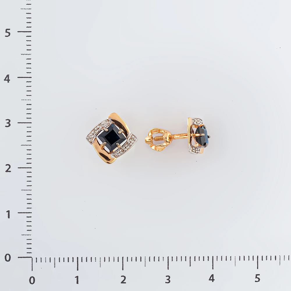 Серьги с сапфиром из красного золота 585 пробы